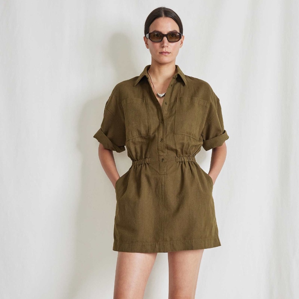 Apiece Apart Palmer Mini Dress in Olive (Size Small) (NWOT)
